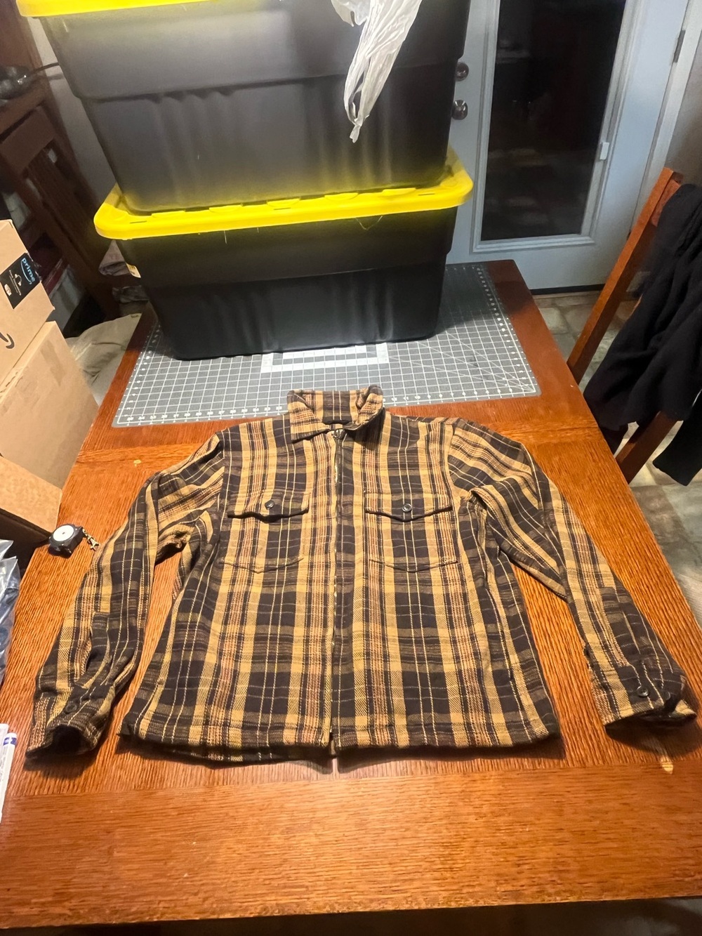 Line of Trade Heavyweight Plaid Zip Jacket in Brown & Black